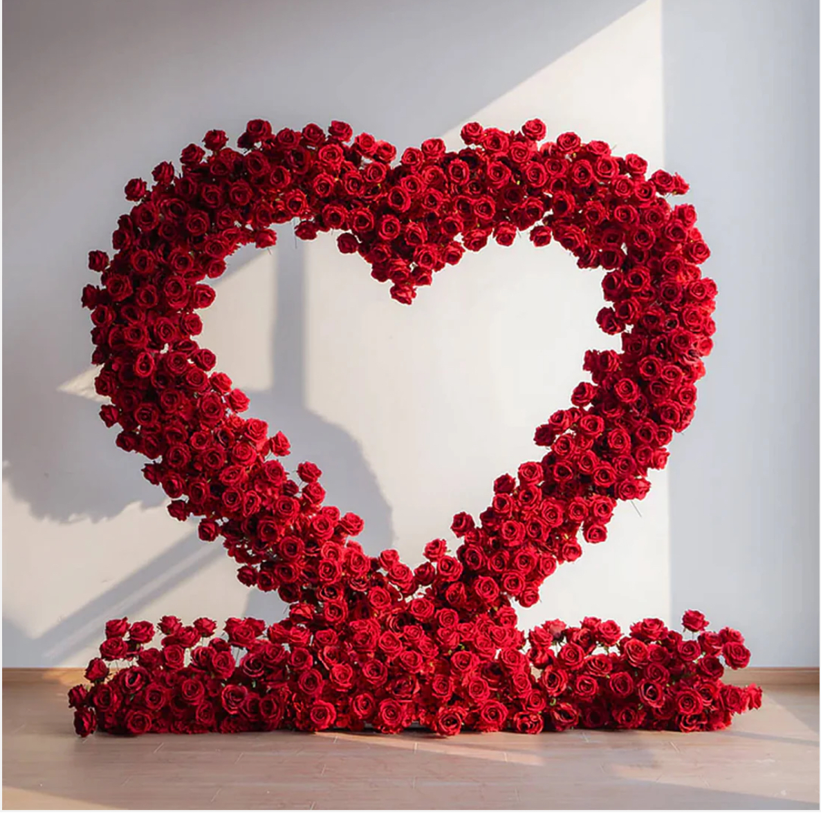 8ft Red Rose Heart Flower Wall